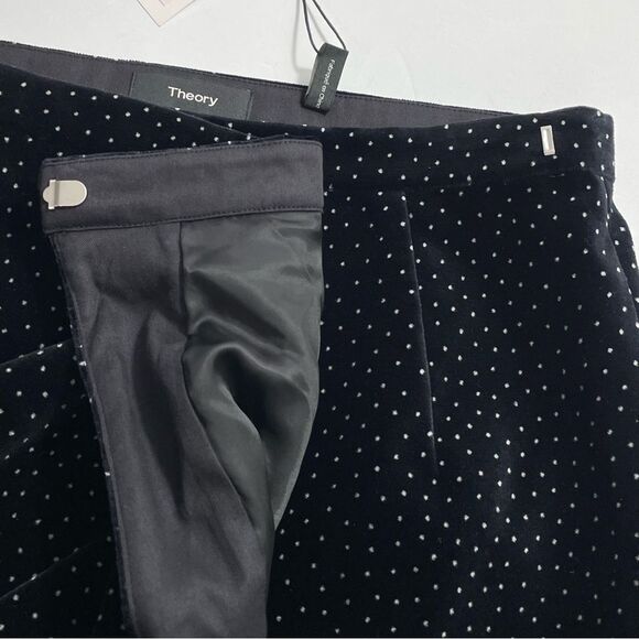 NWT Theory Pleat Wrap Skirt in Black Dot Velvet Women’s Size 8‎ - Picture 3 of 6